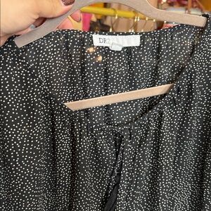 DR2 Black Blouse with White Dots